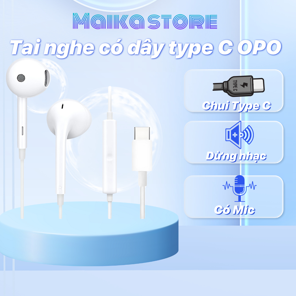 Tai nghe Opo Reno 5 chân Type C, có micro đàm thoại và nghe siêu rõ phù ...