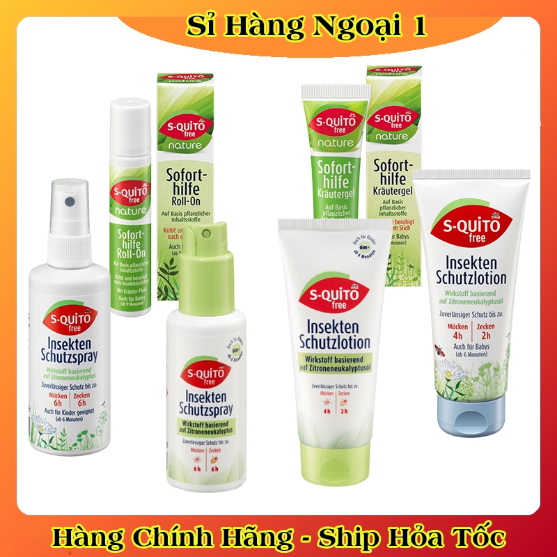 Xịt chống muỗi, kem bôi côn trùng đốt, thanh lăn và gel bôi muỗi đốt Squito Free cho bé từ sơ sinh của Đức- Date mới