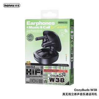 Tai nghe Bluetooth TWS Remax Cozybuds W38 V5.4, pin dùng 4H (Đen)