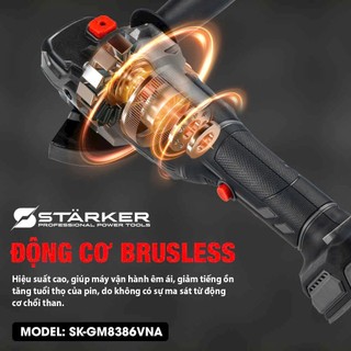 {Tặng đá cắt} Thân máy mài pin STARKER STK100,chống sốc đá,chống khởi động lại. động cơ không chổi than, 3 cấp độ