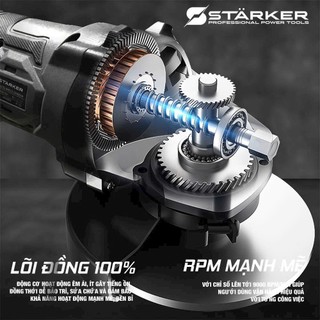 {Tặng đá cắt} Thân máy mài pin STARKER STK100,chống sốc đá,chống khởi động lại. động cơ không chổi than, 3 cấp độ