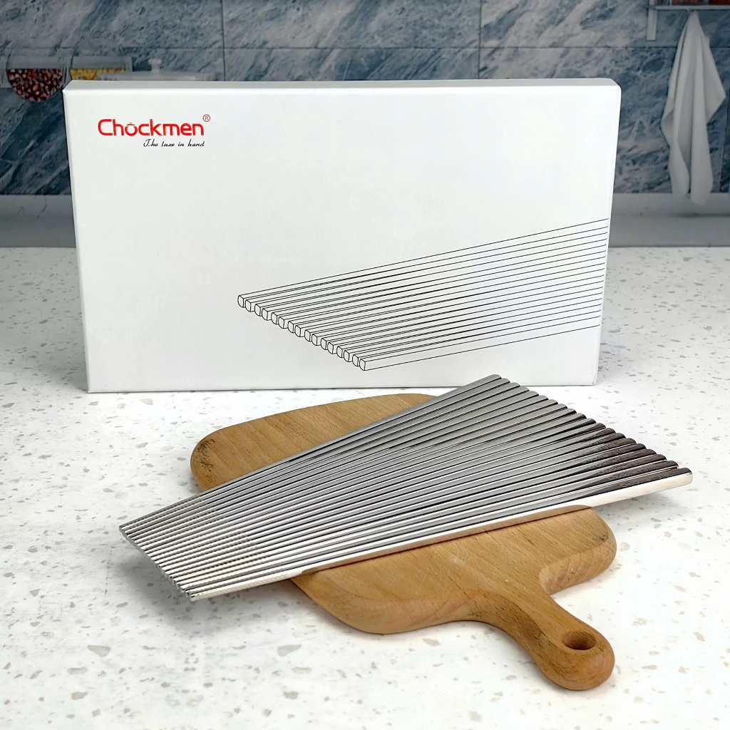 Đũa Inox Chockmen Hộp 10 Đôi Có tem chống giả, Đũa Ăn Chockmen Vân Chống Trơn Trượt Không Mốc CKM59