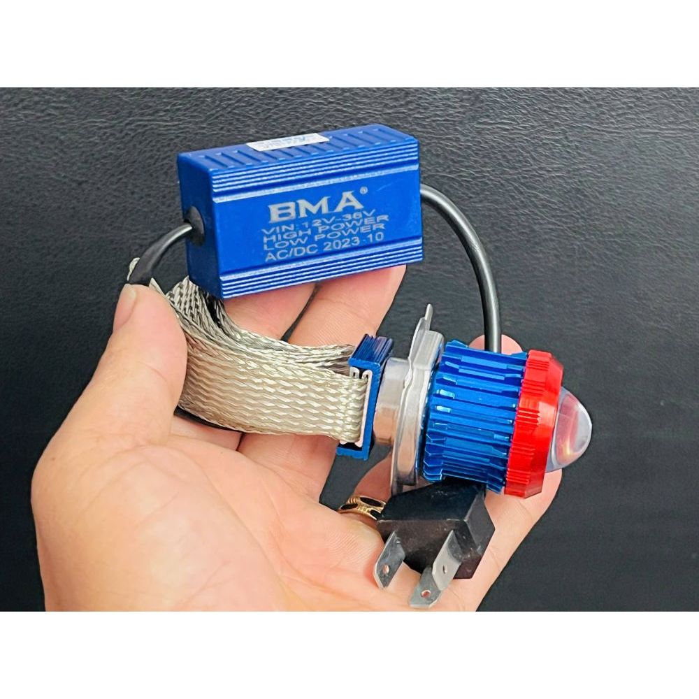 Đèn Led Xe Máy BMA V1-M Led Bi Cầu Chân H4 gắn trực tiếp vào Chóa đèn Siêu Sáng Cos Vàng Pha Trắng