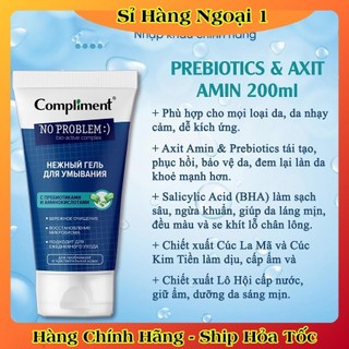 Gel rửa mặt BHA Compliment Noproblem 200ml giúp giảm mụn, sạch sâu, ngăn ngừa mụn, viêm trên da của Nga