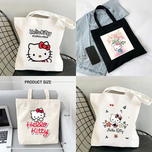 Túi Tote canvas bộ sưu tập Hel.lo Kit.ty dễ thương ngộ nghĩnh túi vải đeo vai phong cách thời trang đựng đồ tota078