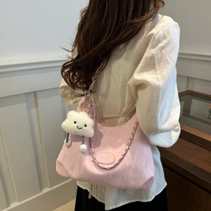 Túi xách nữ đeo chéo túi tote Da phối Nhung kẹp nách đeo vai phong cách Hàn Quốc tặng kèm charm mây _TDC271