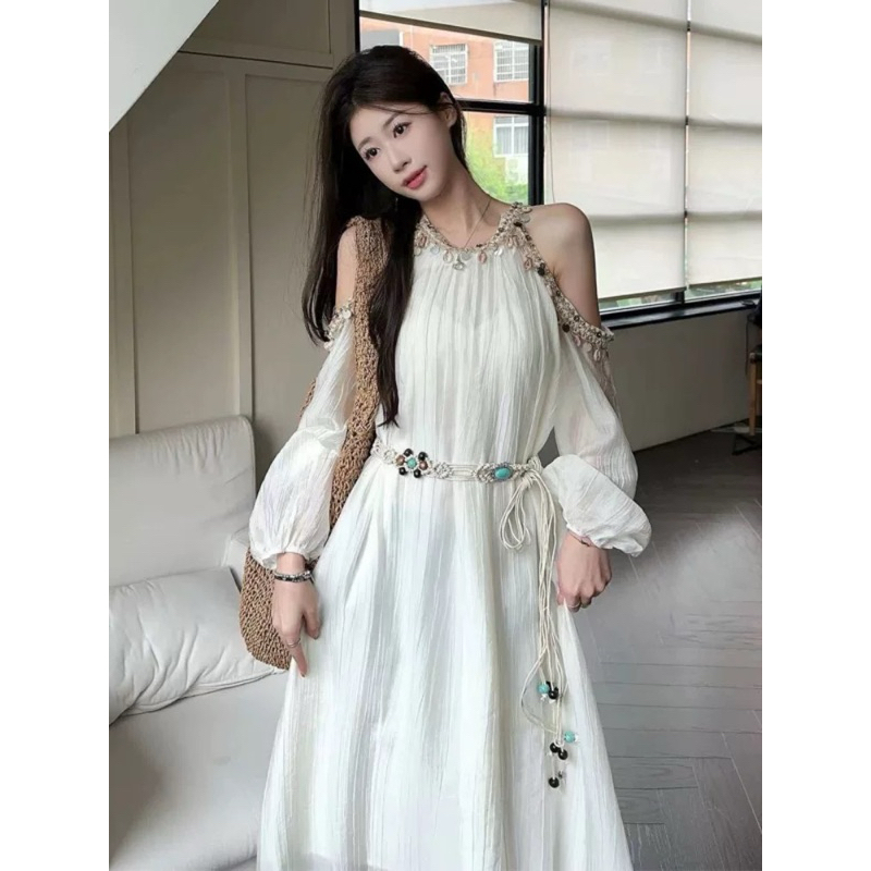 Đầm Xuông Phối Belt Thời Trang Nữ Phong Cách Bohemian