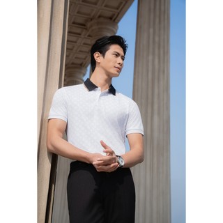 [ĐỒNG GIÁ 389K] Áo Polo Nam Biluxury 9APCH529TRK Slimfit Họa Tiết Hình Học Phối Gam Đen Co Giãn Thấm Hút Bền Màu