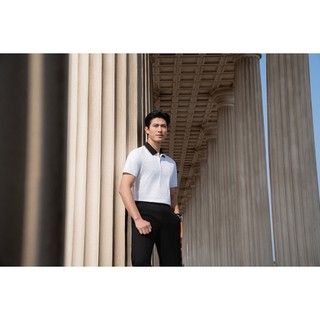 [ĐỒNG GIÁ 389K] Áo Polo Nam Biluxury 9APCH529TRK Slimfit Họa Tiết Hình Học Phối Gam Đen Co Giãn Thấm Hút Bền Màu