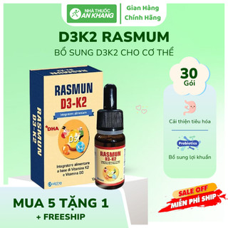 Siro Rasmun D3K2 Hỗ Trợ Hấp Thu Canxi, Giúp Hệ Xương - Răng Chắc Khỏe, Trẻ Thông Minh Cao Lớn