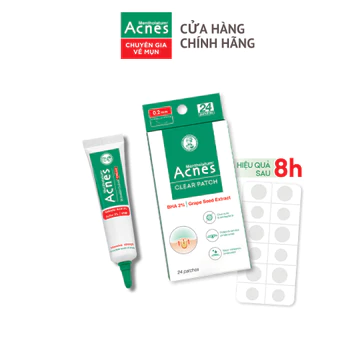 [VB] Combo giảm mụn chuyên sâu, ngừa mụn tái phát Acnes (Gel chấm mụn 10g + Miếng dán mụn 24 miếng)