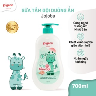 Sữa tắm gội Pigeon 700ml dưỡng ẩm dịu nhẹ cho bé sơ sinh mềm mại an toàn cho da chính hãng