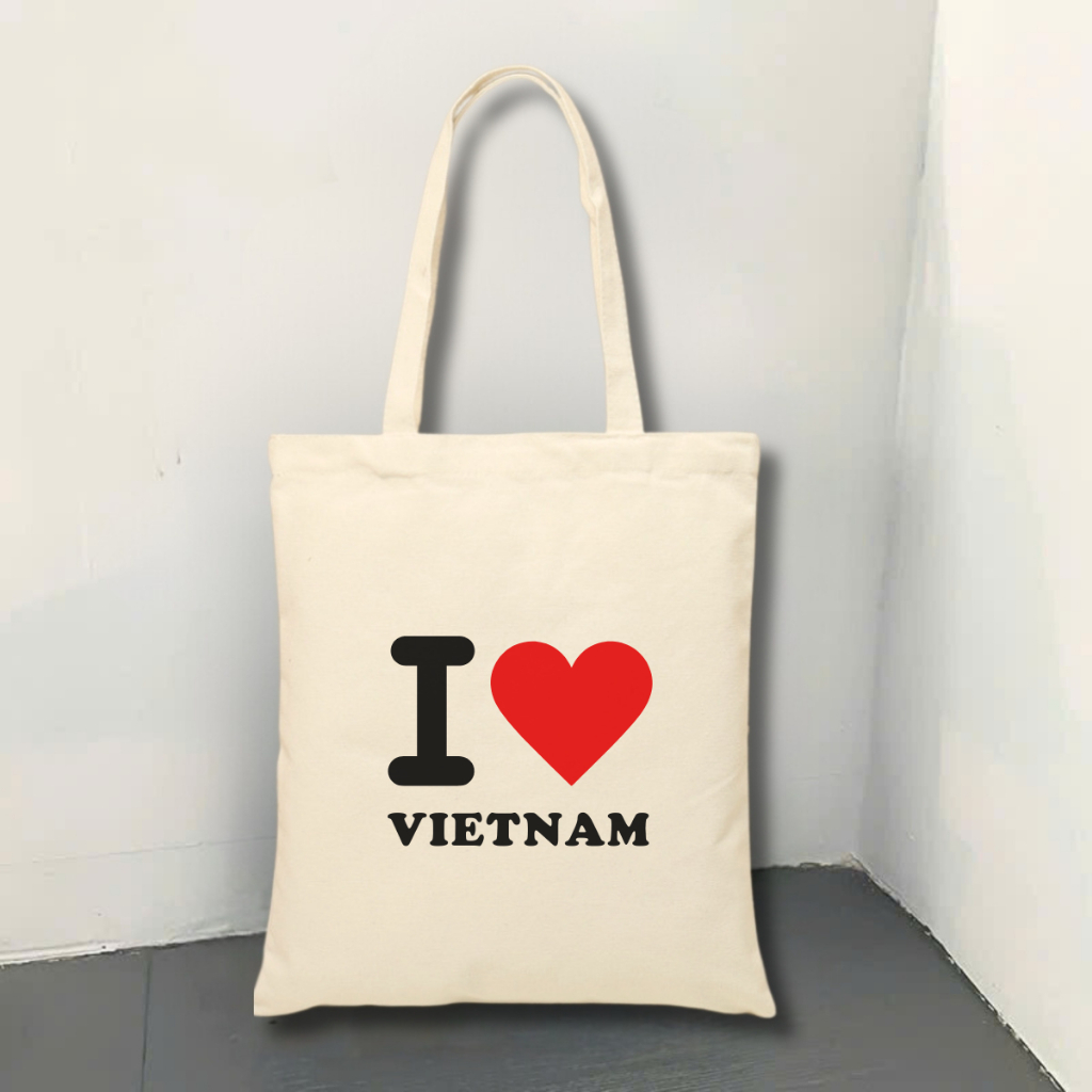 Túi tote vải canvas túi thêu Tôi Yêu Việt Nam có khóa kéo kích thước 35x40cm thời trang đựng đồ đi học đi chơi