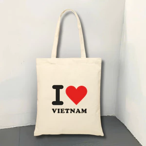 Túi tote vải canvas túi thêu Tôi Yêu Việt Nam có khóa kéo kích thước 35x40cm thời trang đựng đồ đi học đi chơi