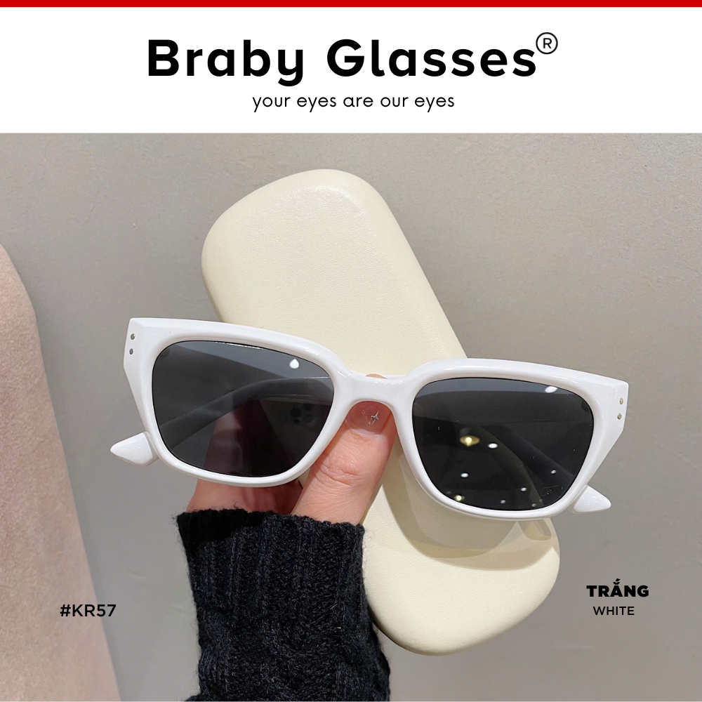 Kính râm mát nam nữ mắt vuông thời trang chống tia UV Braby Glasses gọng nhựa cao cấp thiết kế sang trọng KR57