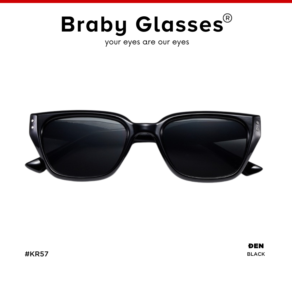 Kính râm mát nam nữ mắt vuông thời trang chống tia UV Braby Glasses gọng nhựa cao cấp thiết kế sang trọng KR57