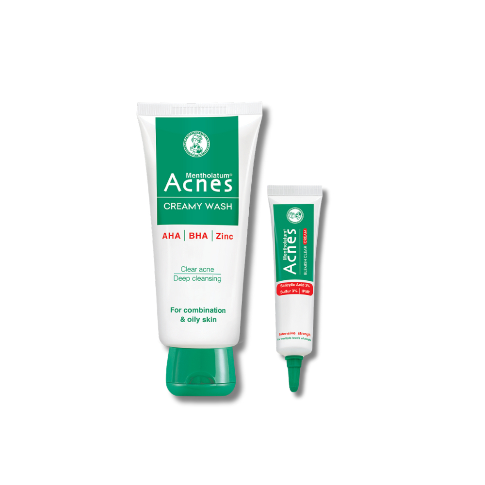 Combo làm sạch, chăm sóc da mụn sưng viêm hiệu quả Acnes (Sữa rửa mặt 100g + Kem chấm mụn 10g)