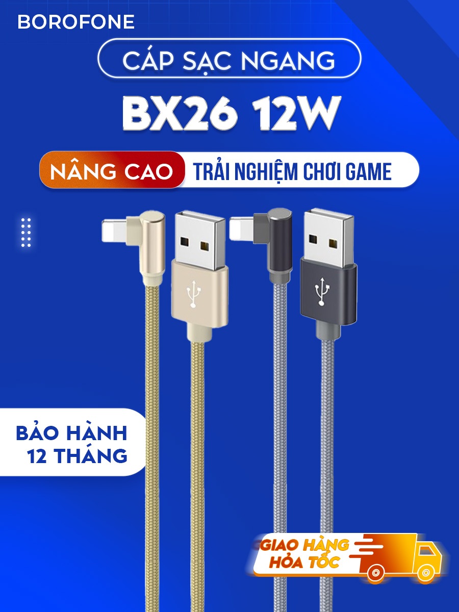 Ảnh Dây cáp sạc IP Borofone BX32 2.4A hỗ trợ truyền dữ liệu, bọc dù chống gãy gập dài 1 mét cho điện thoại 5>14 1