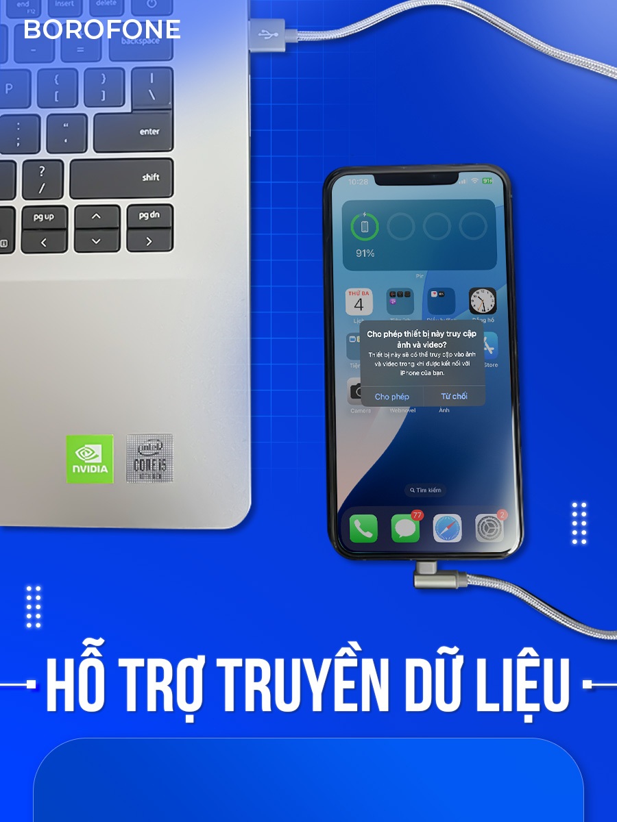 Ảnh Dây cáp sạc IP Borofone BX32 2.4A hỗ trợ truyền dữ liệu, bọc dù chống gãy gập dài 1 mét cho điện thoại 5>14 2