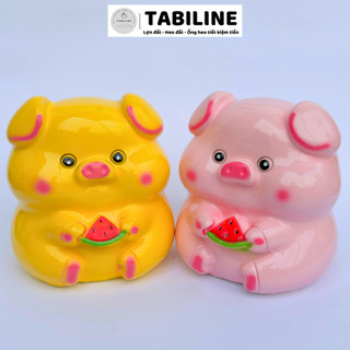 Heo đất ống tiết kiệm tiền lỗ tròn heo dưa hấu size to đẹp LD61 - TABILINE