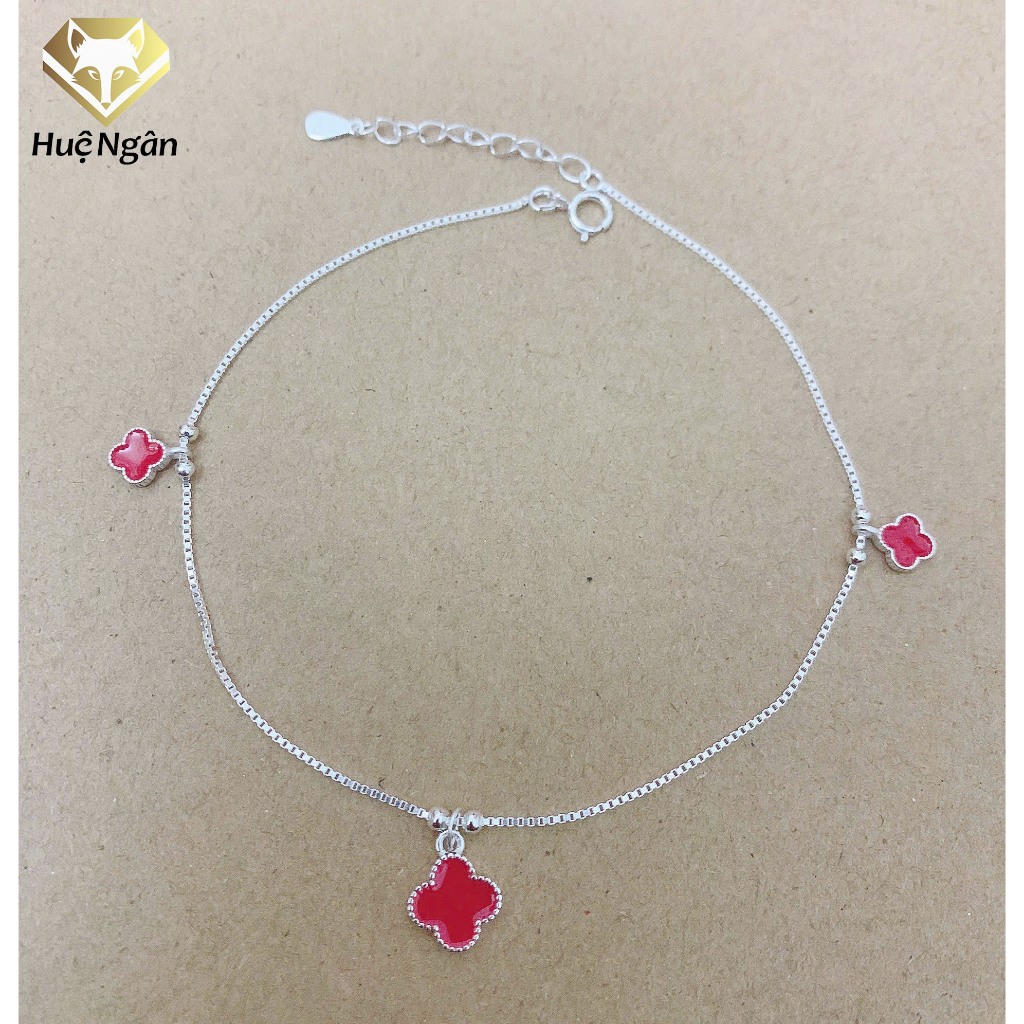 Ảnh Lắc chân bạc Ý 925 Huệ Ngân - Cỏ bốn lá may mắn RYBJ50079 3