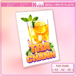 Decal Trang Trí Trà Chanh, Tranh Dán Quán Nước, Cà Phê, Dán Tường, Tủ, Kính, Xe Đẩy - Sticker Chịu Được Mưa Nắng.