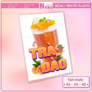 Decal Trang Trí Trà Đào, Tranh Dán Quán Nước, Cà Phê, Dán Tường, Tủ, Kính, Xe Đẩy - Sticker Chịu Được Mưa Nắng.
