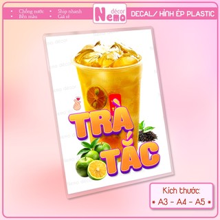 Decal Trang Trí Trà Tắc, Tranh Dán Quán Nước, Cà Phê, Dán Tường, Tủ, Kính, Xe Đẩy - Sticker Chịu Được Mưa Nắng.