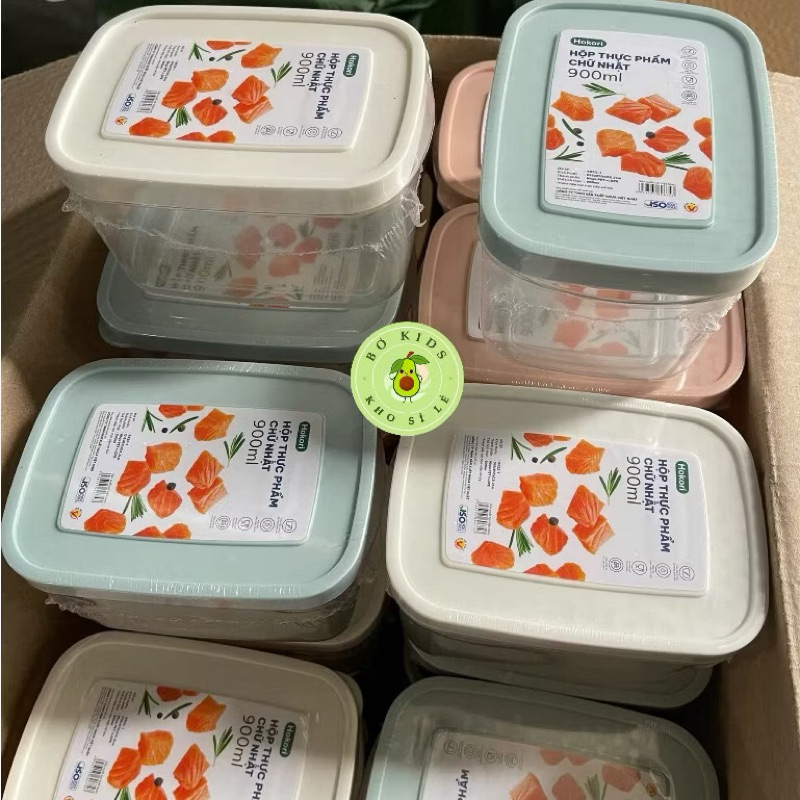 Combo 9 hộp thực phẩm chữ nhật loại đẹp Hokori (MS:6522) Việt Nhật, Hộp bảo quản thức ăn 900ml-1600ml-2800ml