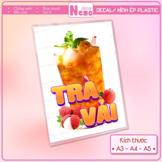 Decal Trang Trí Trà Vải, Tranh Dán Quán Nước, Cà Phê, Dán Tường, Tủ, Kính, Xe Đẩy - Sticker Chịu Được Mưa Nắng.