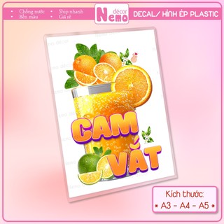 Decal Trang Trí Cam Vắt, Tranh Dán Quán Nước, Cà Phê, Dán Tường, Tủ, Kính, Xe Đẩy - Sticker Chịu Được Mưa Nắng.