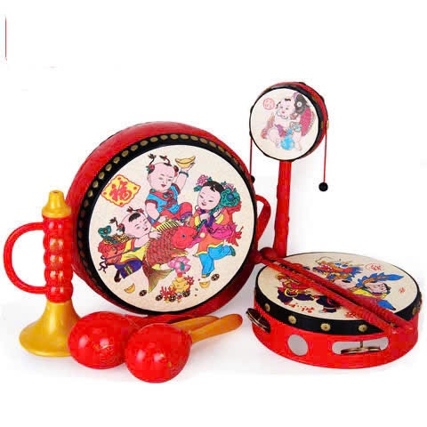 Bộ Trống Đỏ 6 Món Lục Lạc Dân Gian Cho Bé Vui Trung Thu