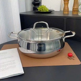 Nồi canh, nồi lẩu thành thấp Chockmen [226]  24cm inox 18/10 3 lớp nguyên khối