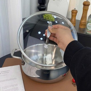 Nồi canh, nồi lẩu thành thấp Chockmen [226]  24cm inox 18/10 3 lớp nguyên khối