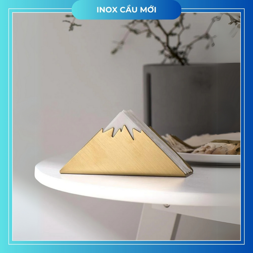 Khay đựng giấy ăn inox cao cấp, hình dãy núi sang trọng giúp bày trí đẹp mắt trên bàn ăn