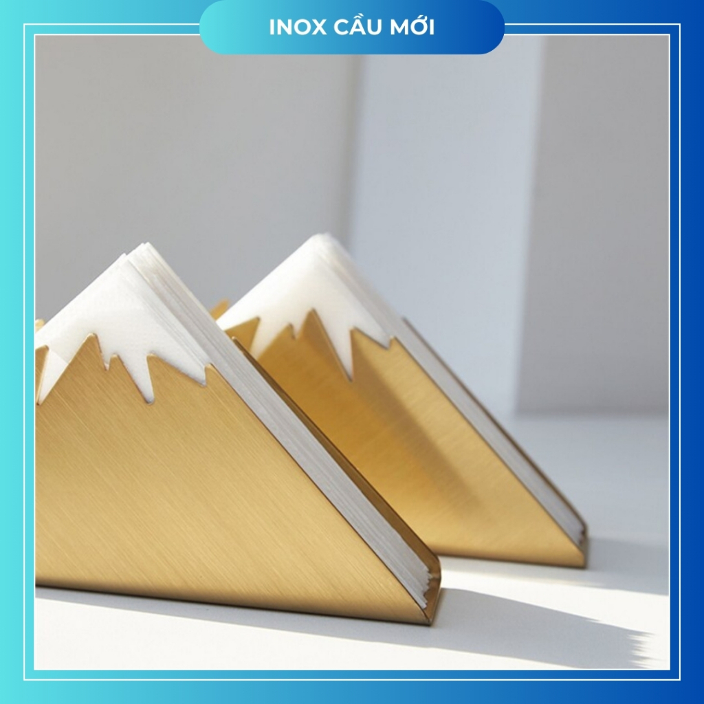 Khay đựng giấy ăn inox cao cấp, hình dãy núi sang trọng giúp bày trí đẹp mắt trên bàn ăn