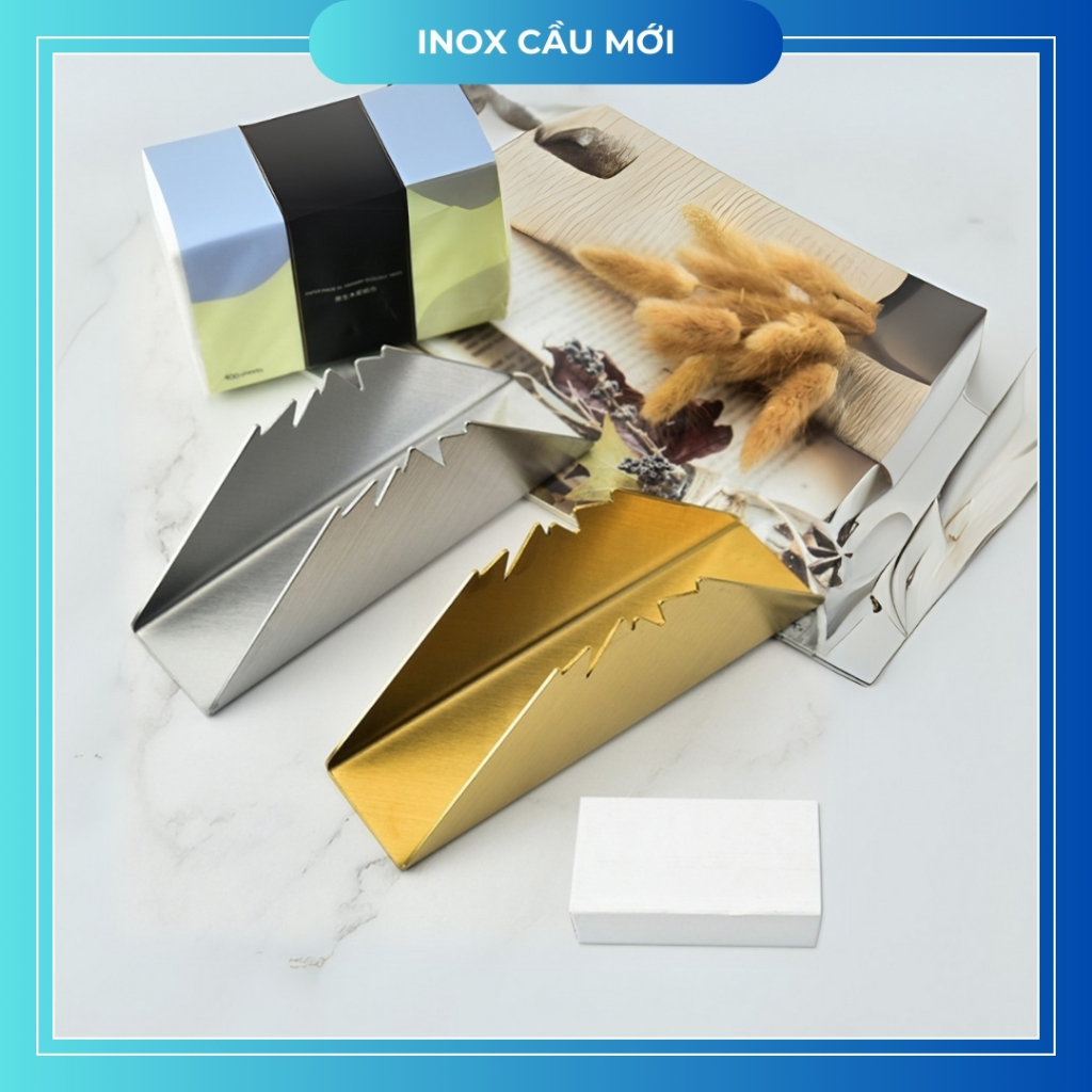 Khay đựng giấy ăn inox cao cấp, hình dãy núi sang trọng giúp bày trí đẹp mắt trên bàn ăn