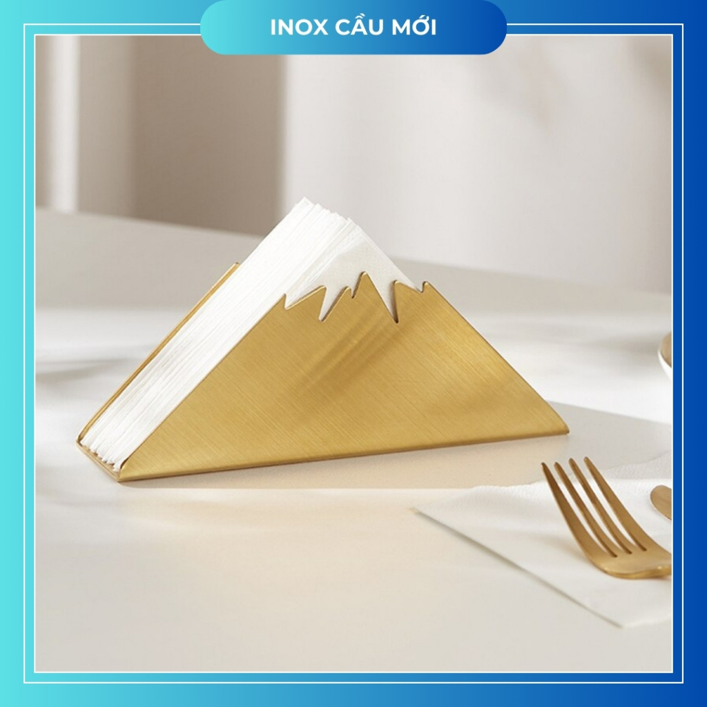 Khay đựng giấy ăn inox cao cấp, hình dãy núi sang trọng giúp bày trí đẹp mắt trên bàn ăn
