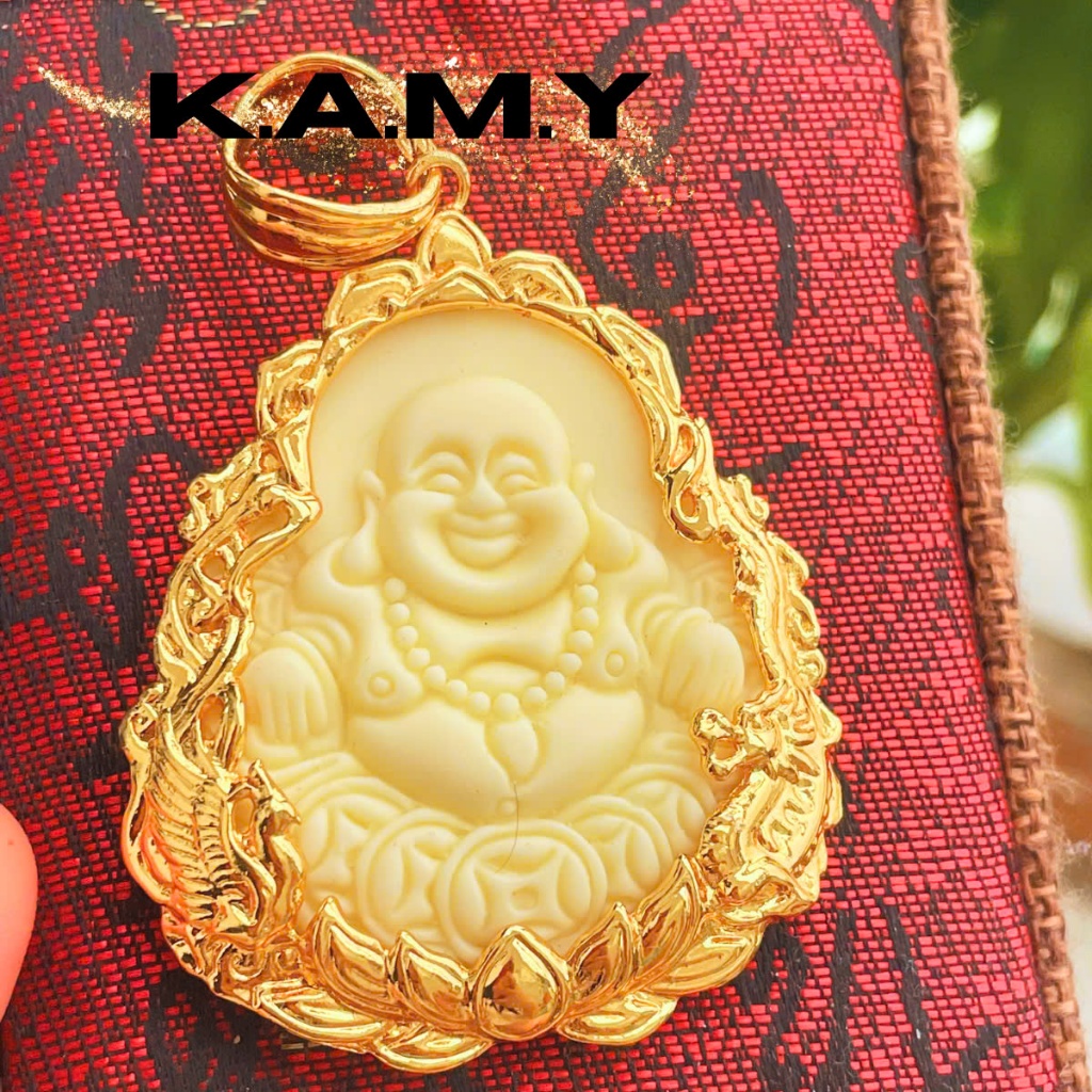 Mặt Dây Chuyền Hình Phật Di Lặc Cười Đá Màu Ngà May Mắn - Trang Sức KAMY