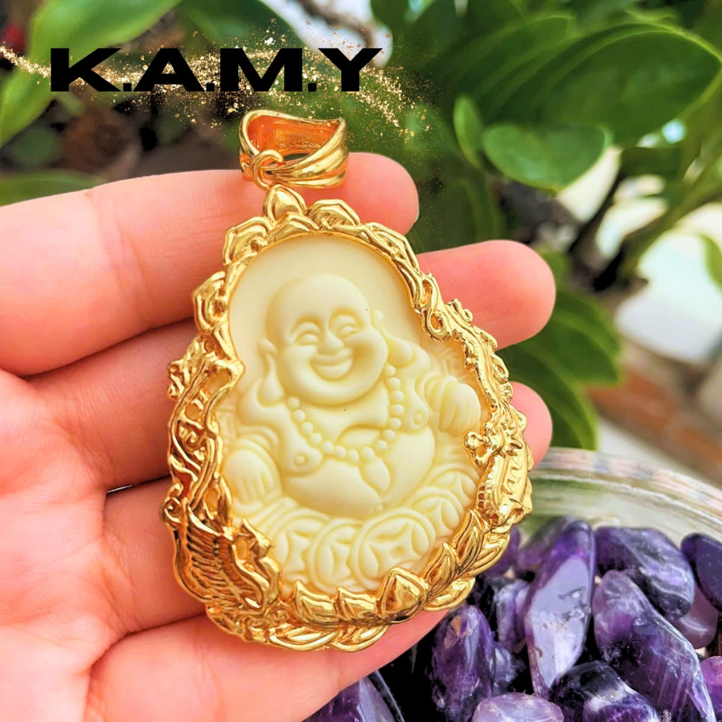Mặt Dây Chuyền Hình Phật Di Lặc Cười Đá Màu Ngà May Mắn - Trang Sức KAMY