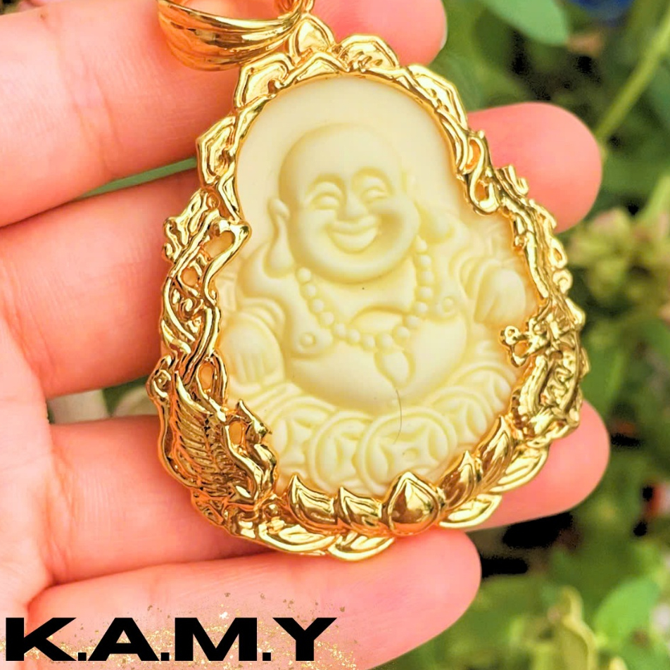 Mặt Dây Chuyền Hình Phật Di Lặc Cười Đá Màu Ngà May Mắn - Trang Sức KAMY