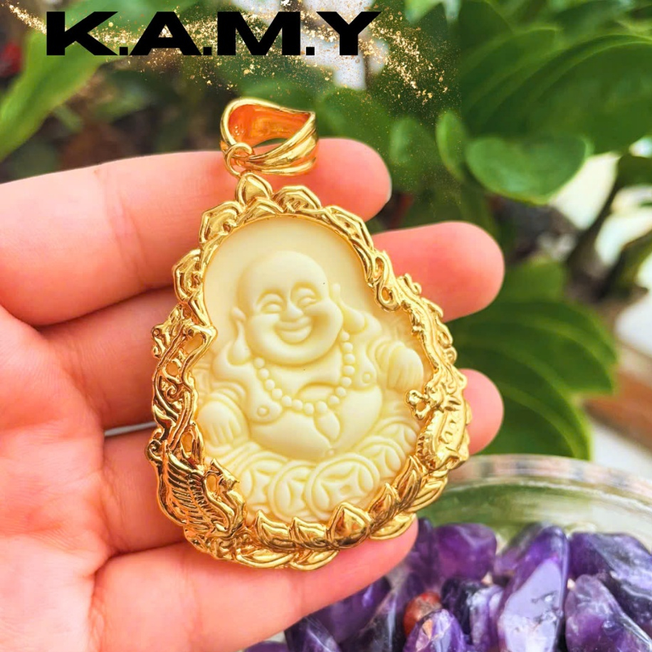 Mặt Dây Chuyền Hình Phật Di Lặc Cười Đá Màu Ngà May Mắn - Trang Sức KAMY