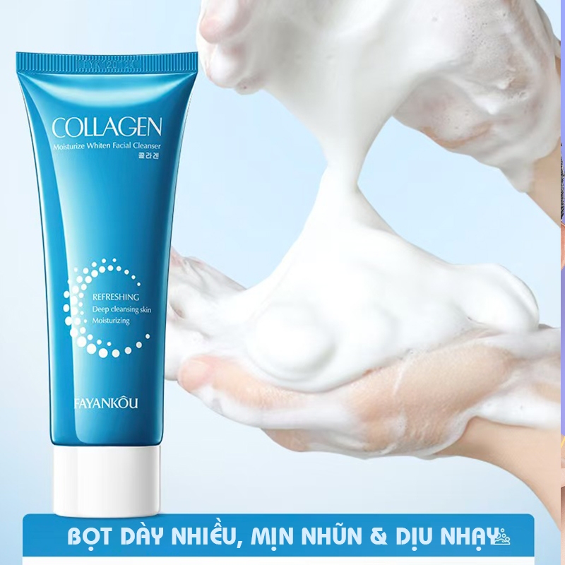 🎁【Mua 1 Tặng 3】 Sữa Rửa Mặt Collagen Sáng Da Dưỡng Ẩm 100g - Làm Sạch Nhẹ Nhàng Không Kích Ứng