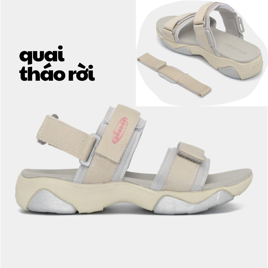 Ảnh Sandal Shondo nữ Girly quai thun màu xám be GIM2520 1