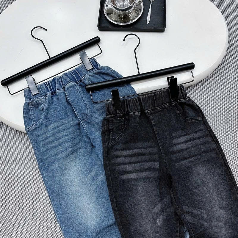 Quần BÒ DÁNG DÀI Cho Bé Trai Size 17-60kg, Vải Jean QCCC Mềm Mịn, Co Giãn 4 Chiều [KQ08]