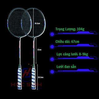 Bộ 2 Vợt Cầu Lông King Căng Sẵn 9kg Khung Carbon Pha Siêu Nhẹ,Siêu Bền + Tặng Cuốn Cán Và Túi Đựng