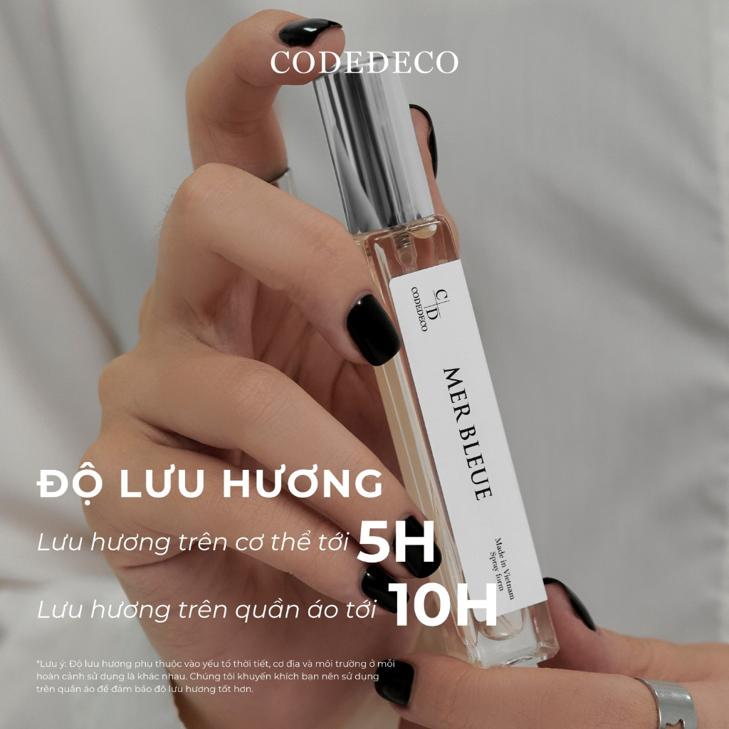 Ảnh Tinh dầu thơm nam CODEDECO Mer Bleue 10ml dạng xịt - Phóng khoáng, Nam tính, Trưởng thành 4