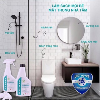 Xịt Đa Năng Làm Sạch Nhà Tắm KATANA Cleaner 500ml - Tẩy Cặn Canxi Ố Vàng Vòi Sen Inox, Bồn Cầu, Gương Kính