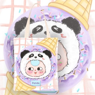 Túi Vải Canvas BB3 - Đầu Panda Mũ - lớn Túi Tote Đi Học Dạo Phố Dễ Thương MEILI STORE