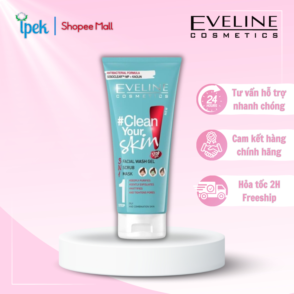 Ảnh Gel rửa mặt sạch sâu ngừa mụn Eveline 3 trong 1 Clean Your Skin 200ml 1